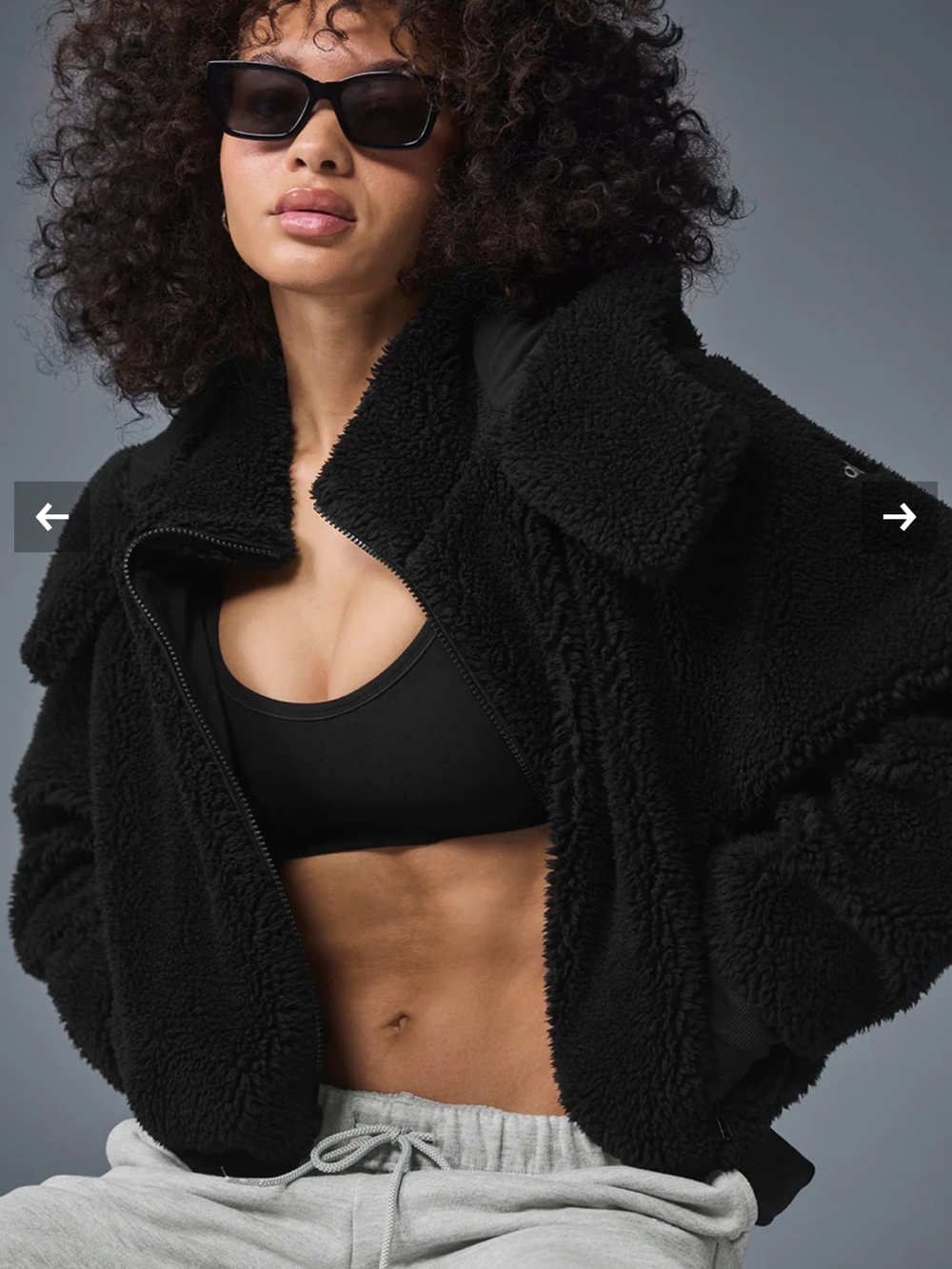 ALO Yoga Black Teddy Sherpa Zip-Up Jacket